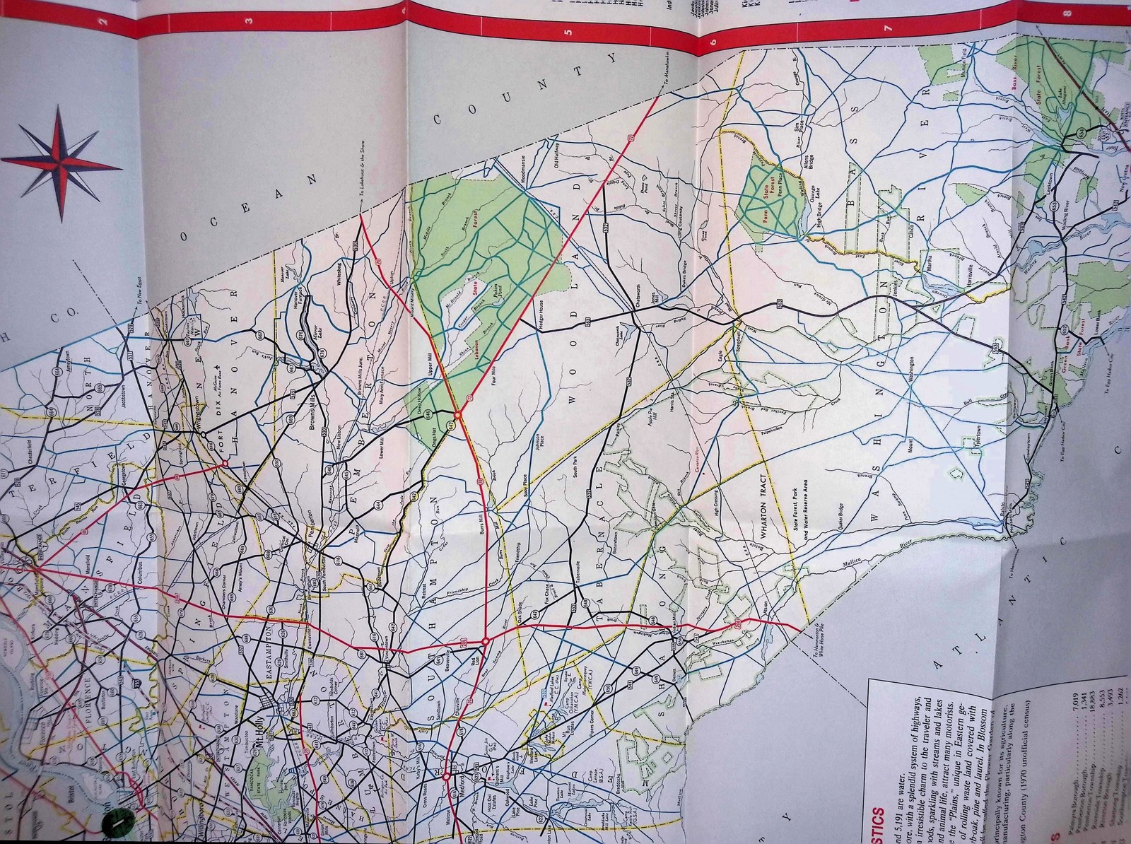 Burlington County Bridges Road Map c1950 Tacony-Palmyra Bristol NJ PA Toll