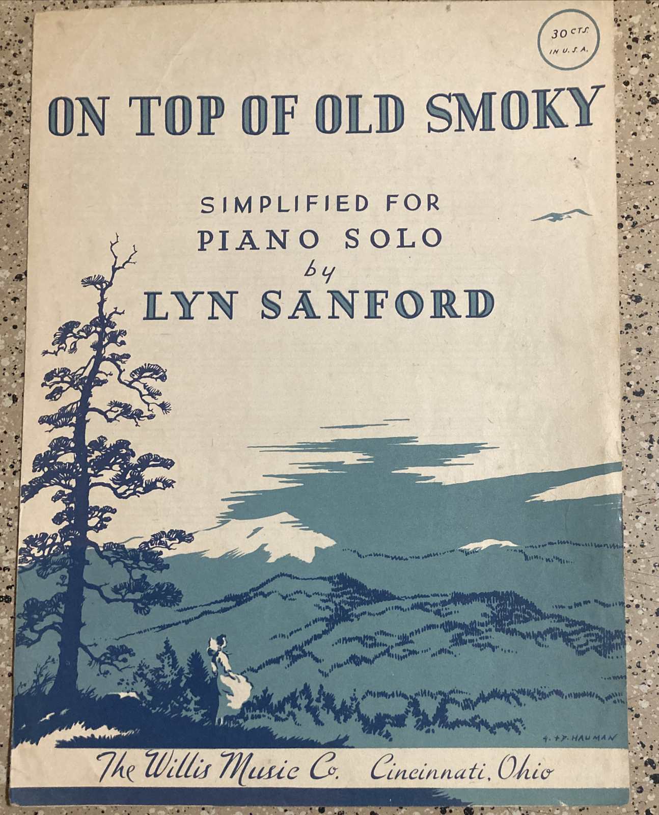 VINTAGE SHEET MUSIC 1951 ON TOP OF OLD SMOKY PIANO SOLO LYN SANFORD