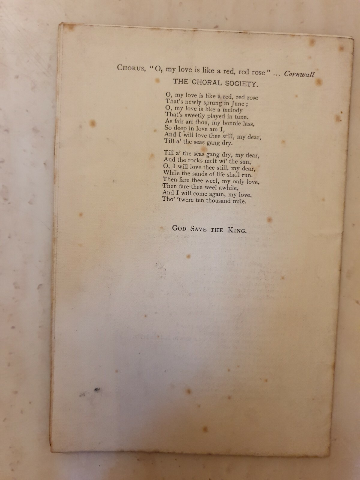 1910 PROGRAMME OF CONCERT – MANCHESTER MUNICIPAL SECONDARY SCHOOL Cond. Mr LAKIN