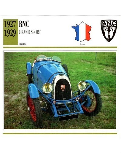 1928 BNC Grand Sport Supercharged Sports Car Cards of Knowledge Trading Card