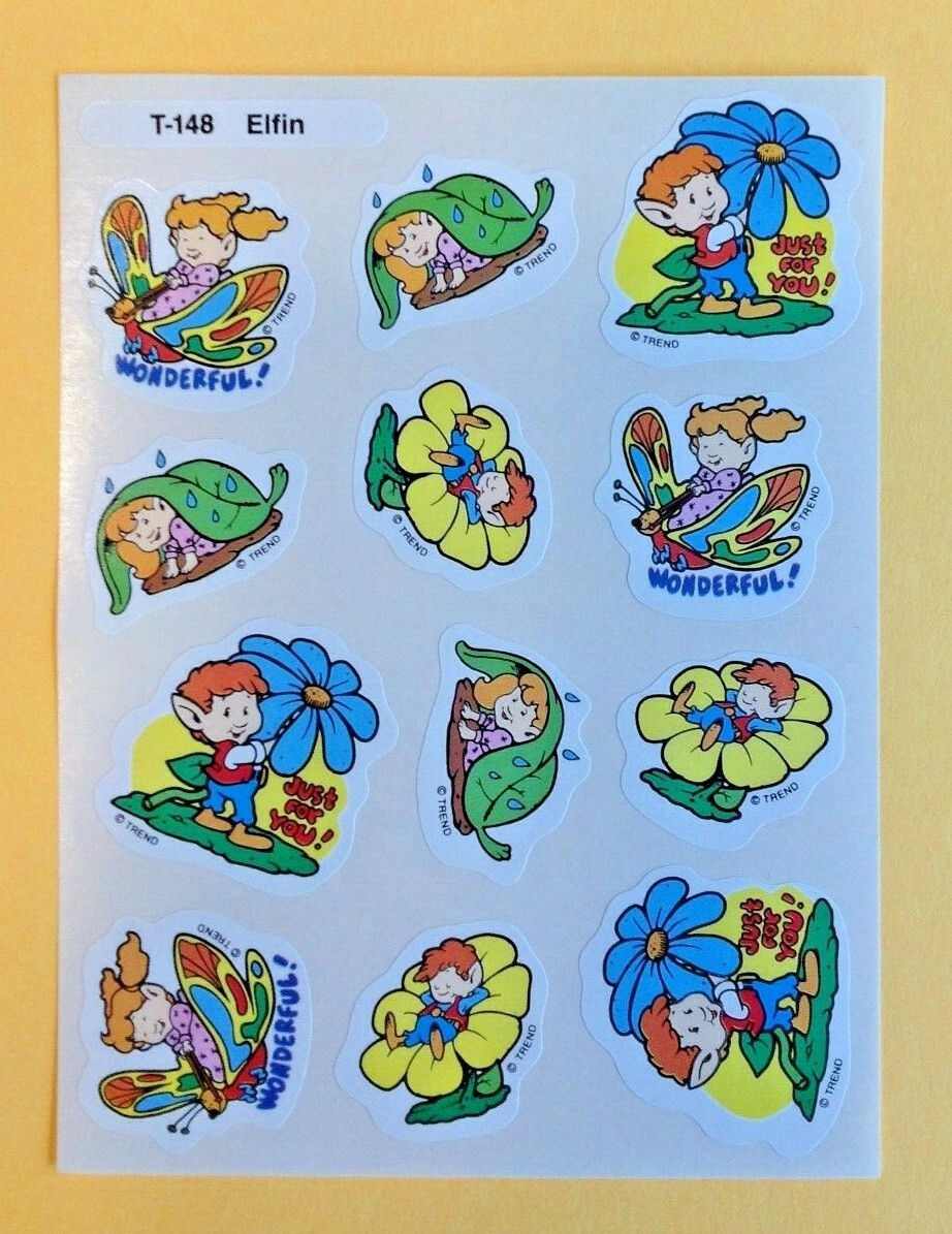 VTG TREND Scratch & Sniff STINKY STICKERS Sheet Die Cut ELFIN Elf T-148 Rare HTF