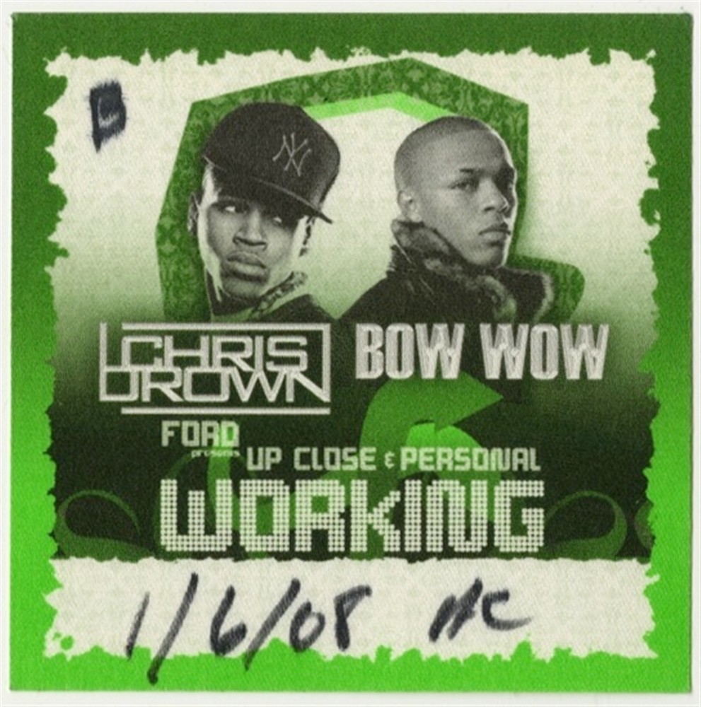 Chris Brown 2008 concert w/ Bow Wow tour issued Working Crew Backstage Pass