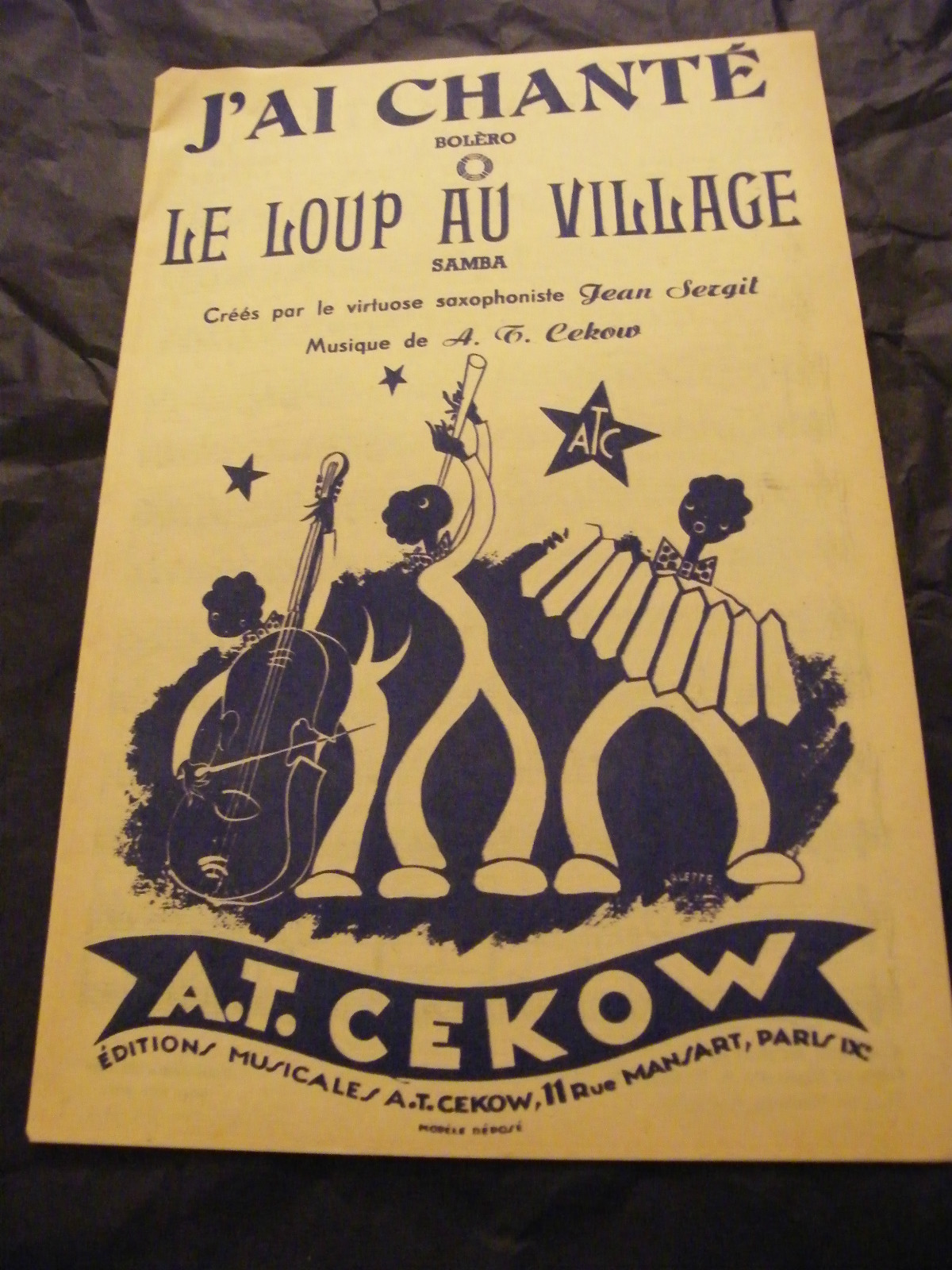 Accordion Sheet Music J’ai chanté Le loup au village A T Cekow 1952