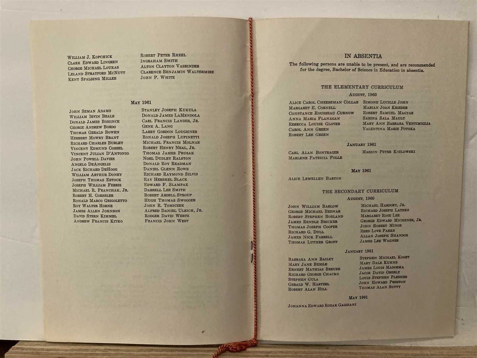1961 California State College University of Pennsylvania Graduation Programs PA