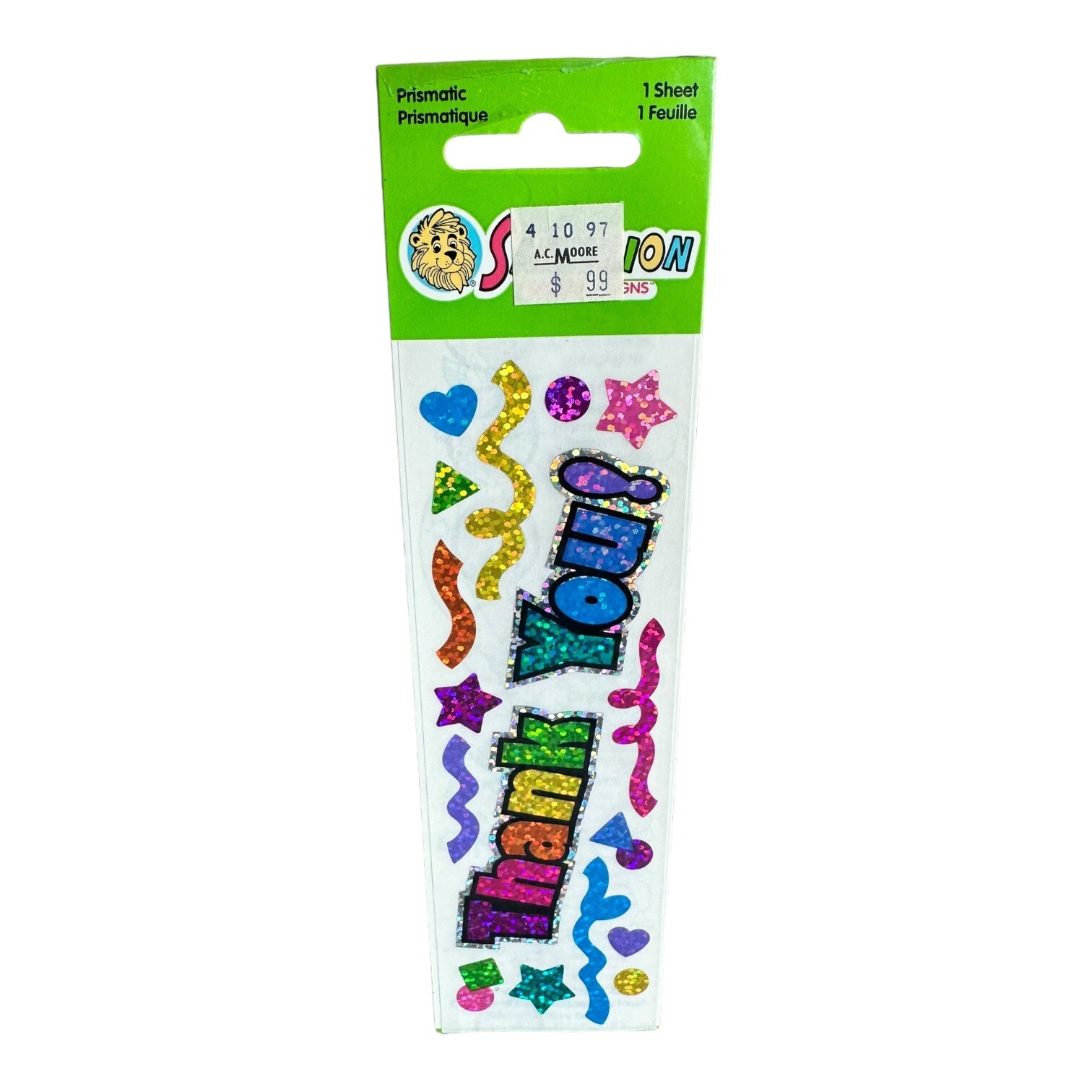 Vintage Stickers Sandylion Rainbow Prismatic Thank You sealed
