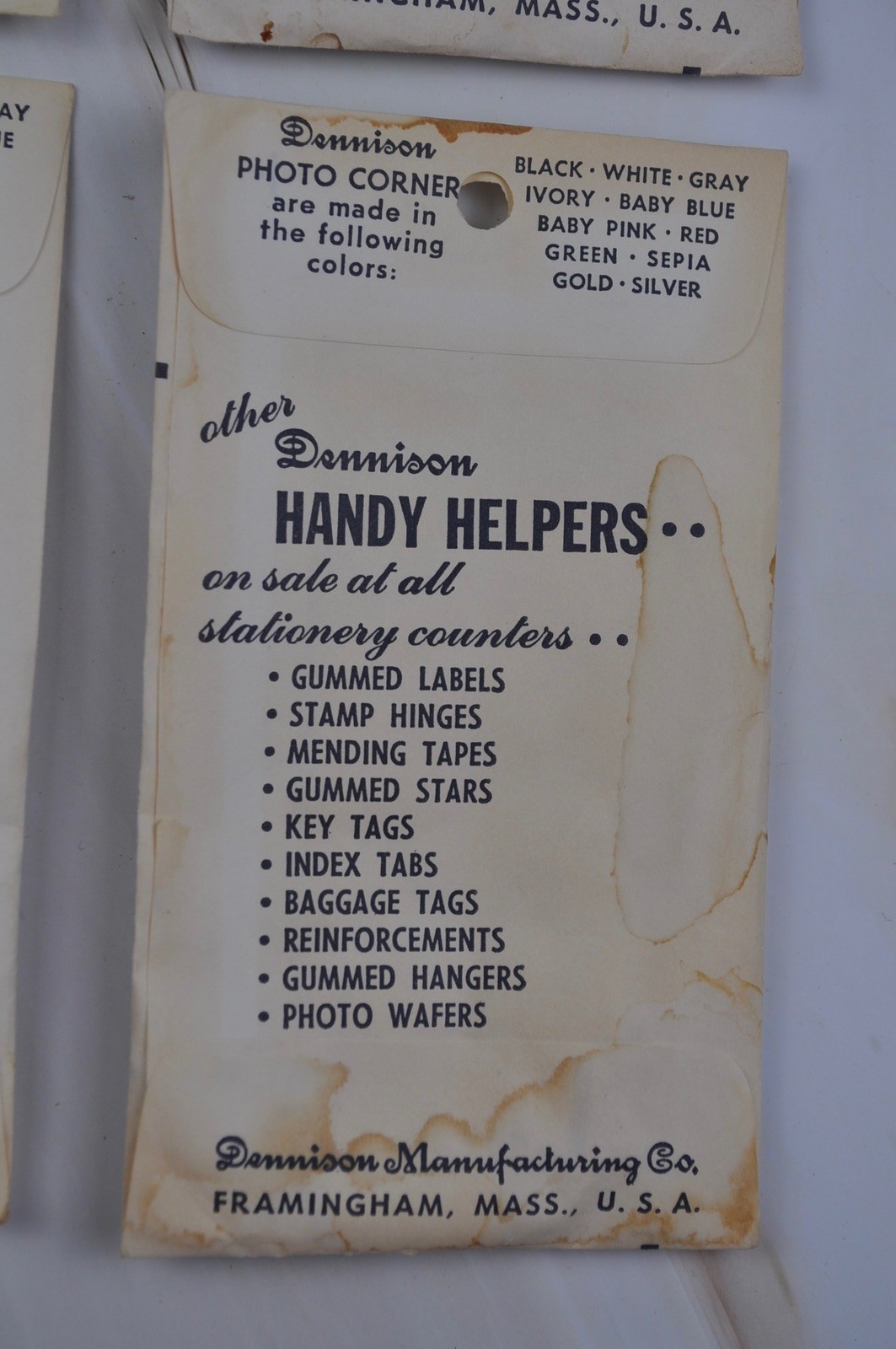 Vintage Dennison Photo Mounting Corners White Paper 400 Corners