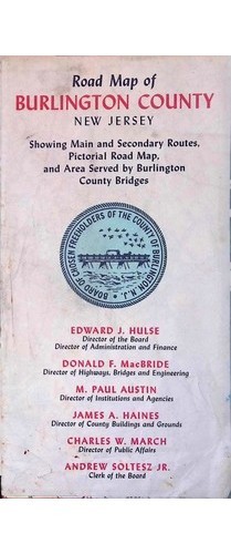 1960s Burlington County NJ Road Map Brochure Cover County Officials