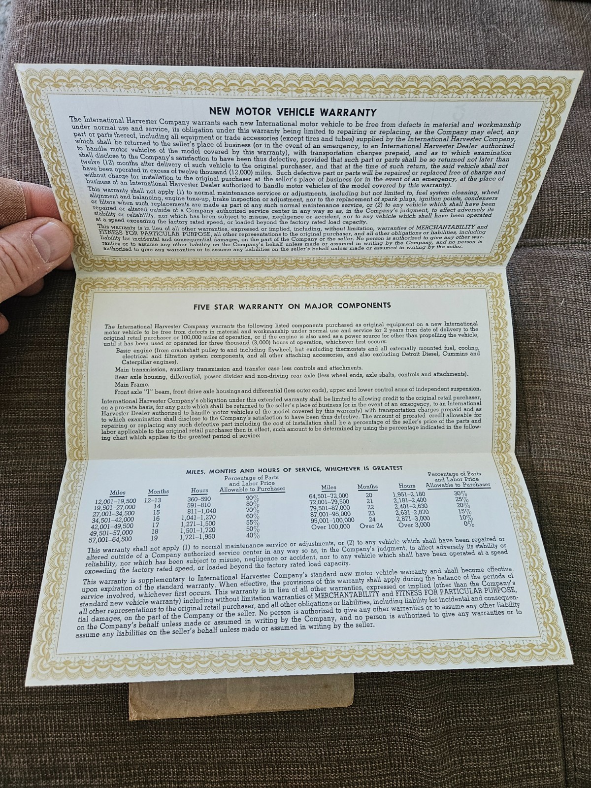 Rare find! 1950s? 1960s? BLANK International Harvester Owners Service Policy