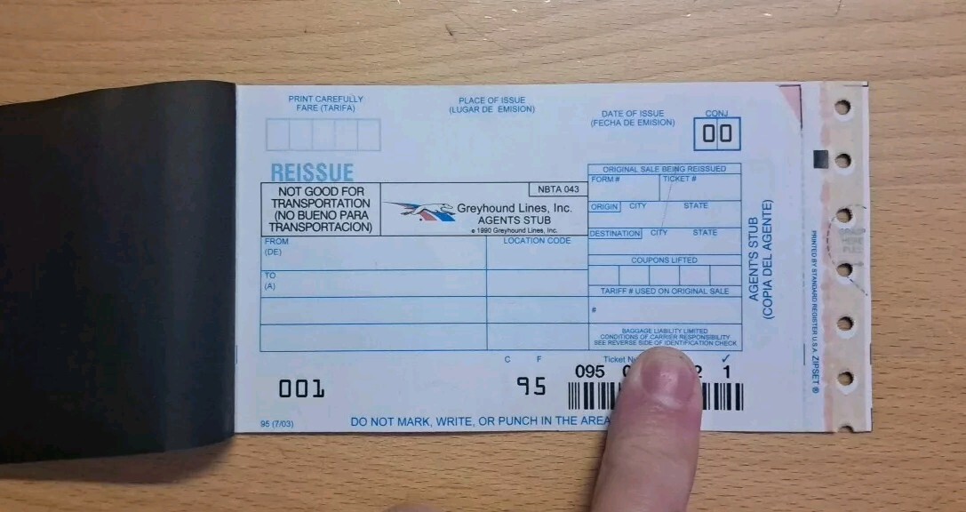 Greyhound Bus Lines Manual Reissue Ticket VINTAGE RARE Not Valid for Travel