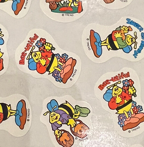 Vintage TREND Scratch & Sniff Stinky Sticker Sheet Die Cut HONEY BEE Scent HTF