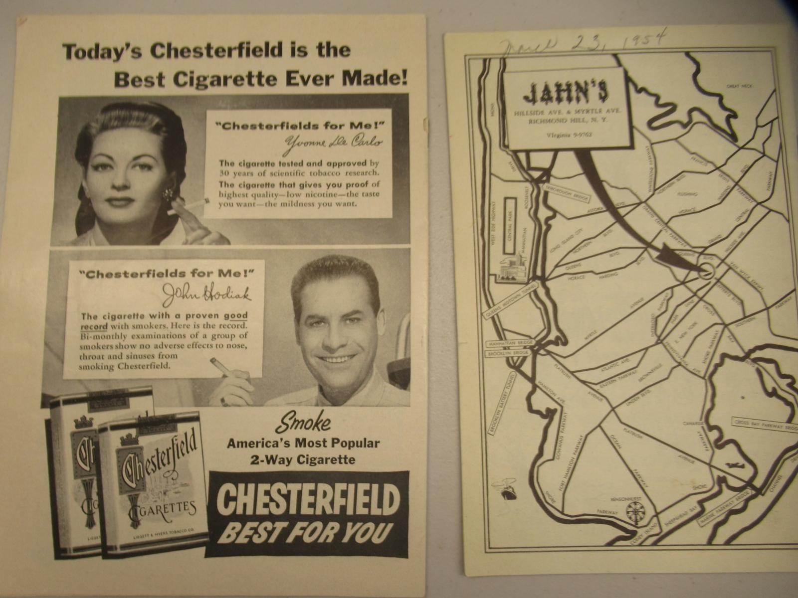 1954 NYC Souvenirs Programs Menus Plus Danny’s Hideaway Recorded Message ch420