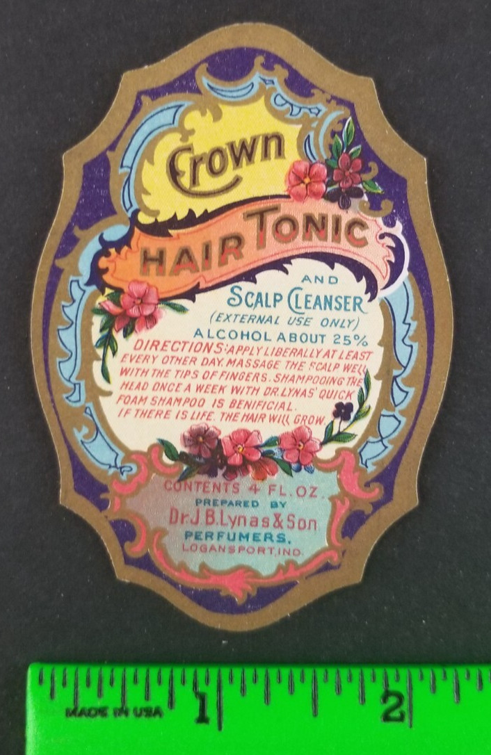 Vintage Crown Hair Tonic Cosmetic Label Card