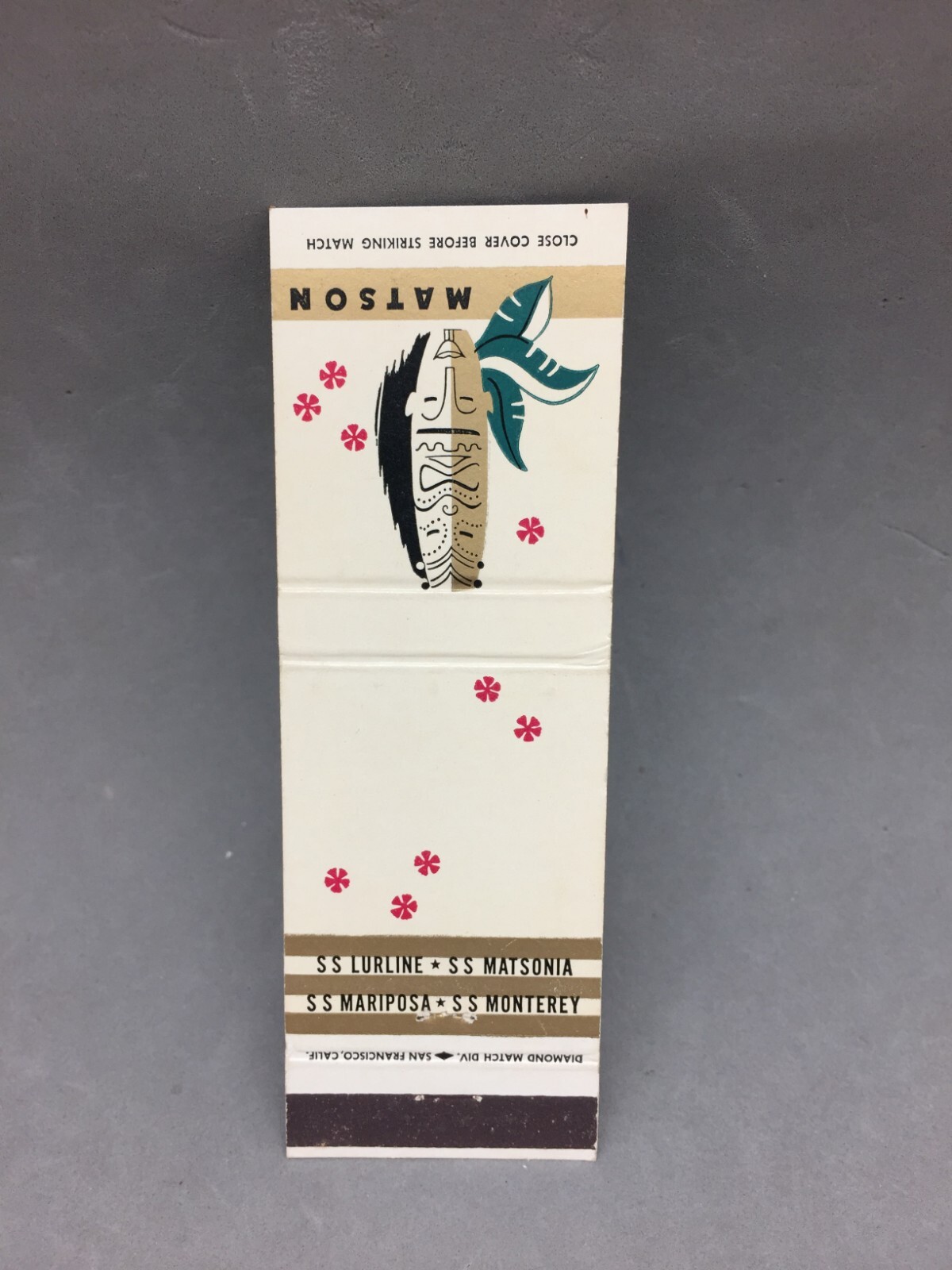 Matchbook Flat Cover Cruise Ship Matson Line Lurline Matsonia Mariposa Monterey