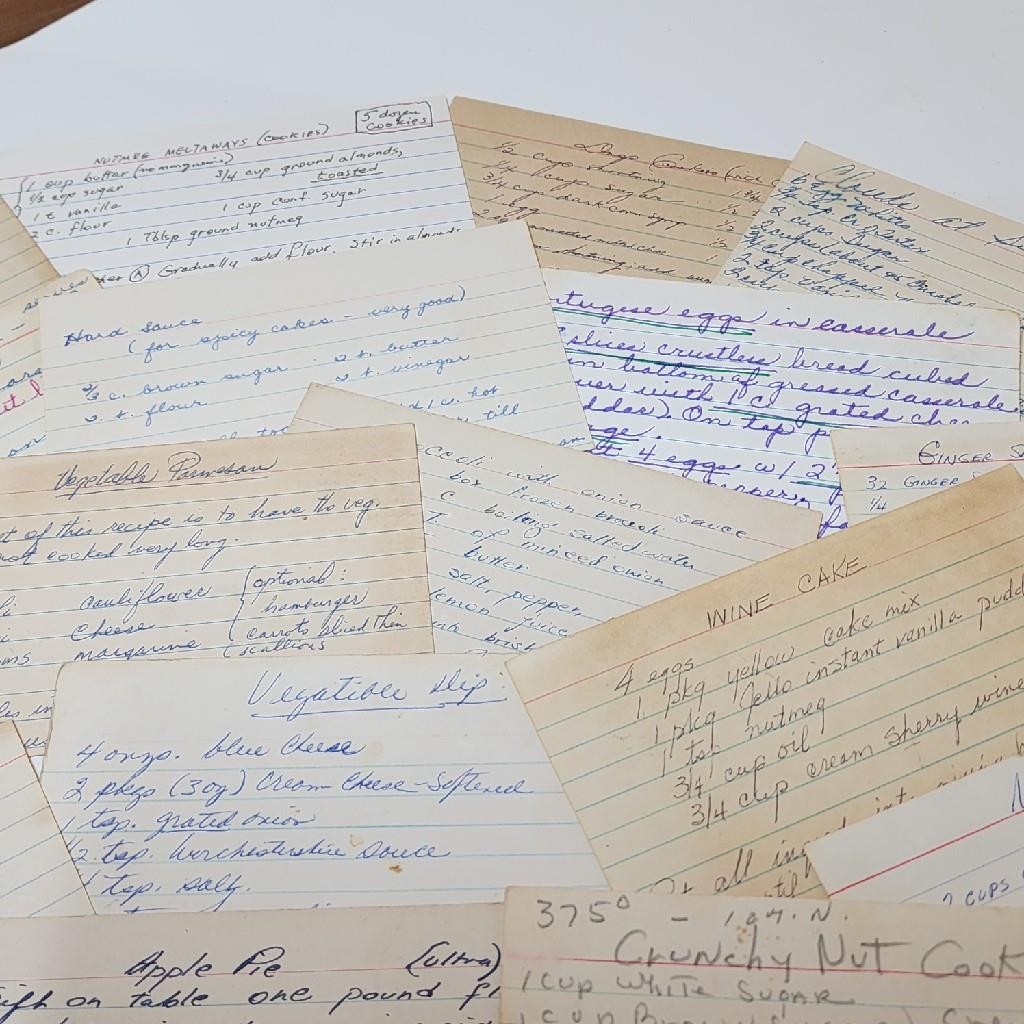 10 handwritten recipe cards 3×5 estate collection paper ephemera T9