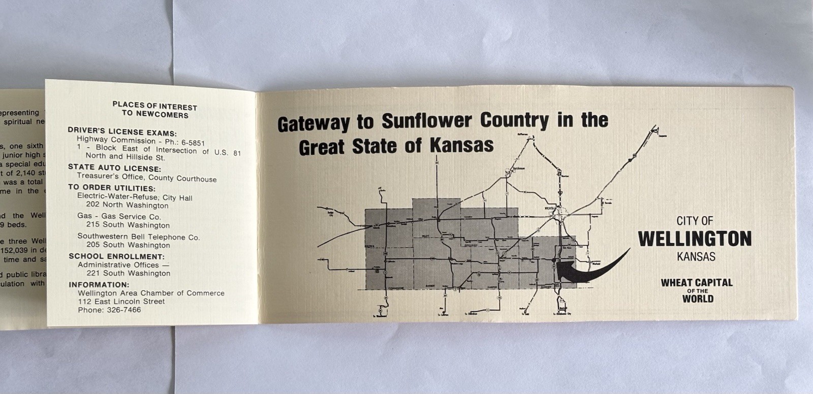 Vintage Wellington KS Travel Brochure Chamber of Commerce Wheat Capital of World