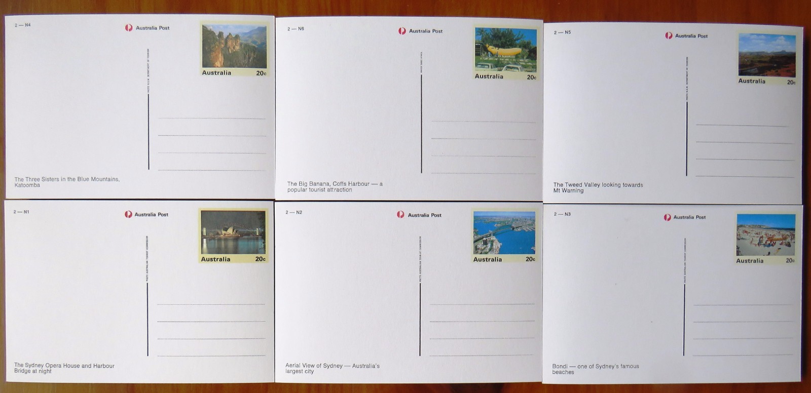 1978 Australia Post Un-Used Stamped Postcards: NEW SOUTH WALES SCENES (Set of 6)