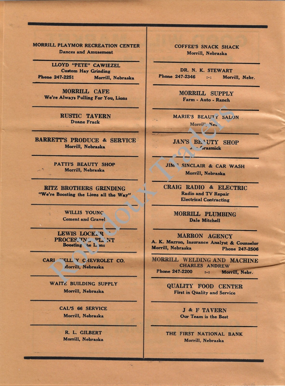 1971 Morrill High School Football Programs: Morrill, Nebraska