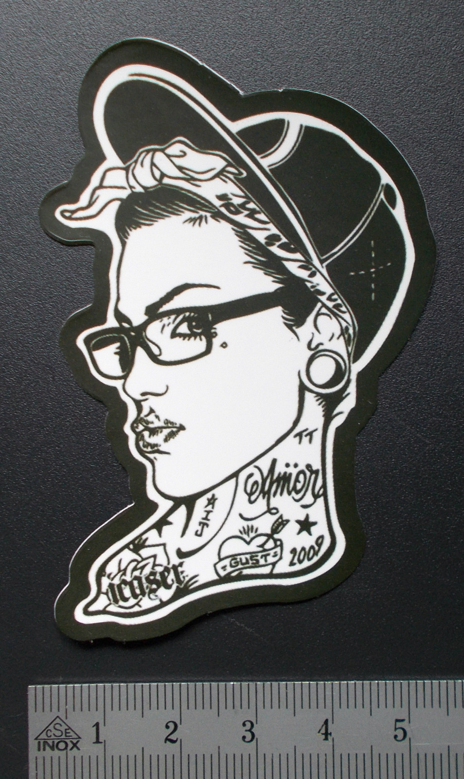 Sticker Decal Matte Look “Skater Girl – Tattoo Girl” Stickerbomb, Notebook