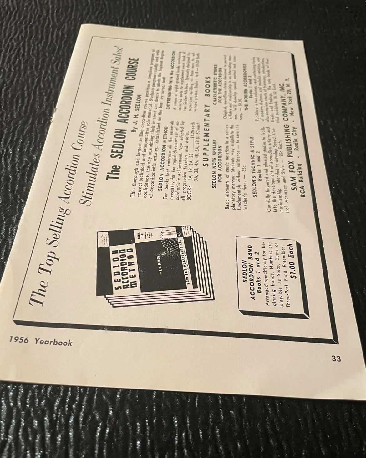 Sam Fox JH Sedlon Pancordian Festival List Ad 1956 Accordion World Magazine