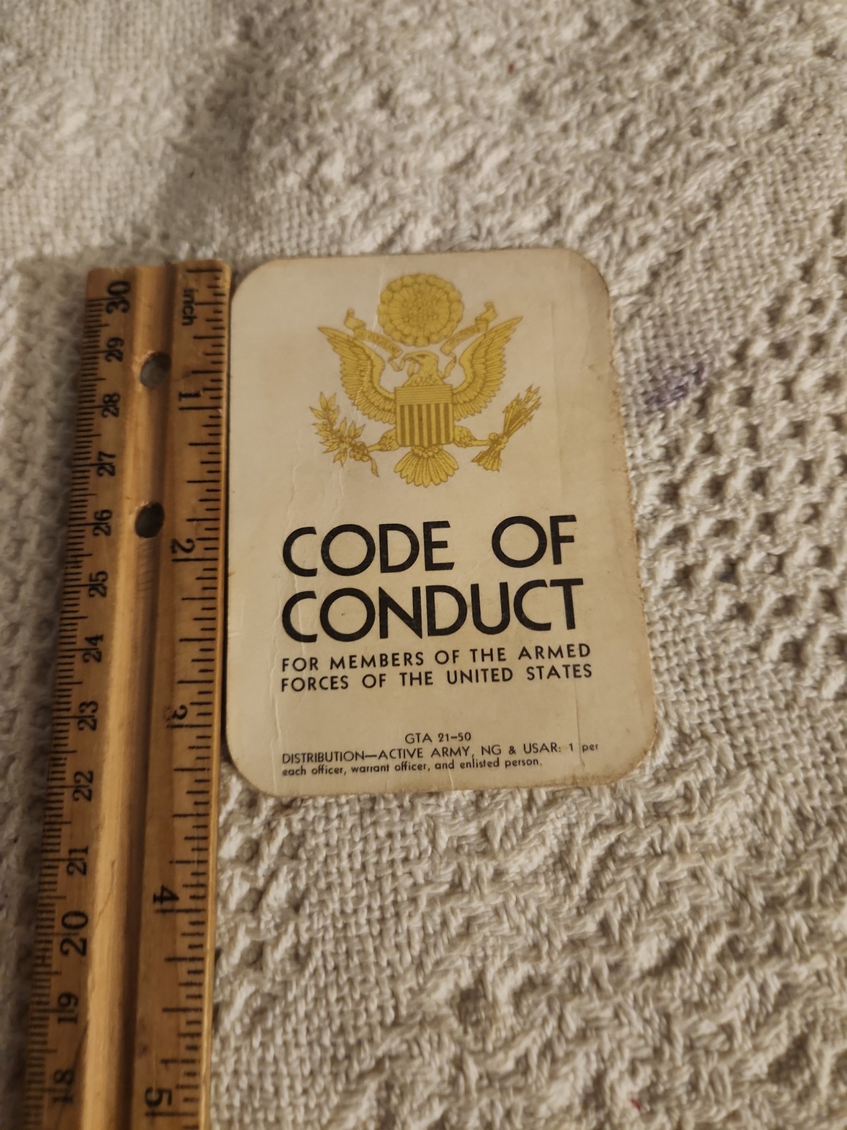 Vintage U.S. Armed Forces Code Of Conduct Pocket Card