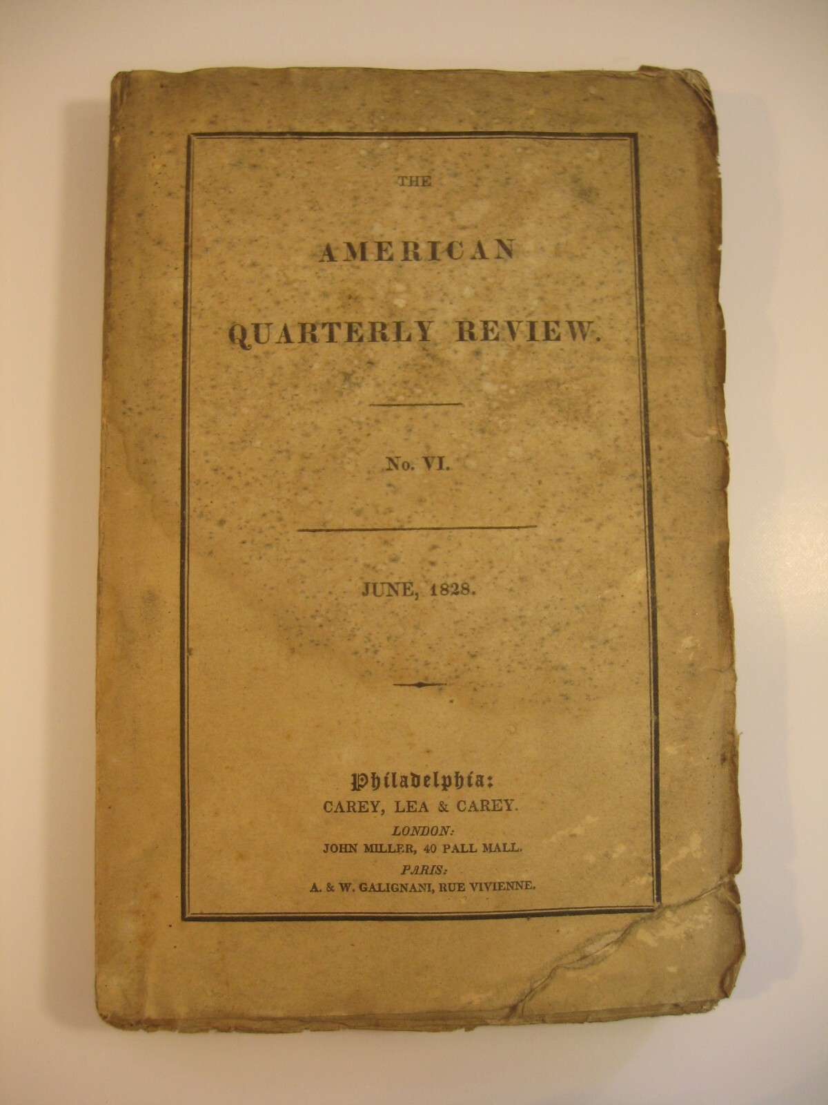 1828 The American Quarterly Review June No. VI Philadelphia