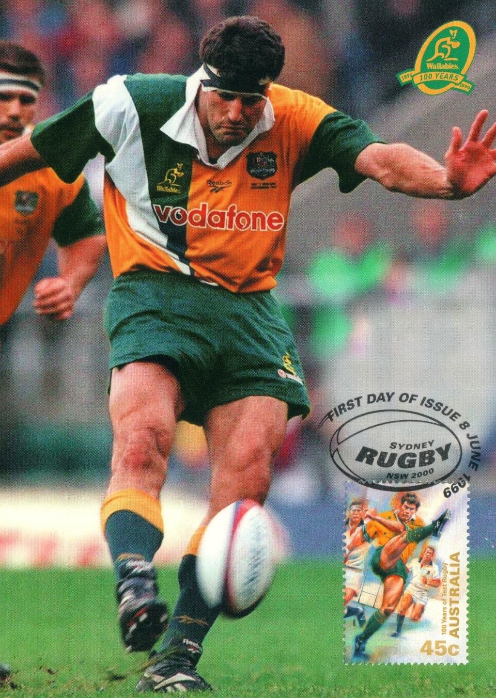 1999 100 Years of Test Rugby John Eales POSTCARD Maxicard Cancelled in Sydney