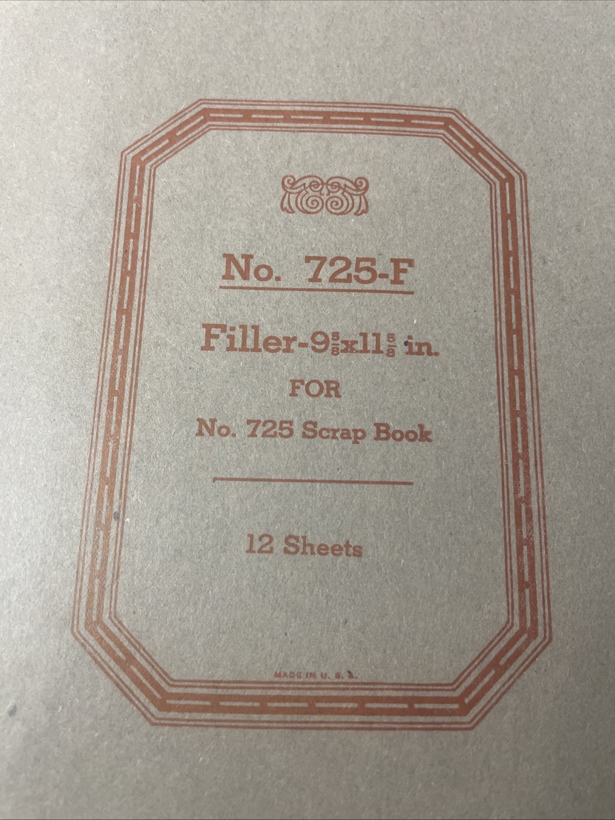 NOS No. 725-F Photo Album Black Filler Sheets 12 Total 2 Hole Punch Natural Age