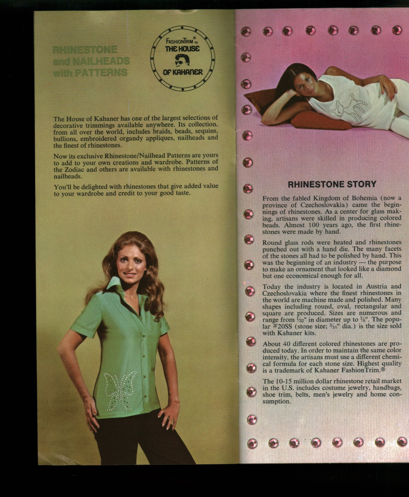 House of Kahaner Rhinestones Brochure 1970s Fashion 1974 Ronco Ron Popeil