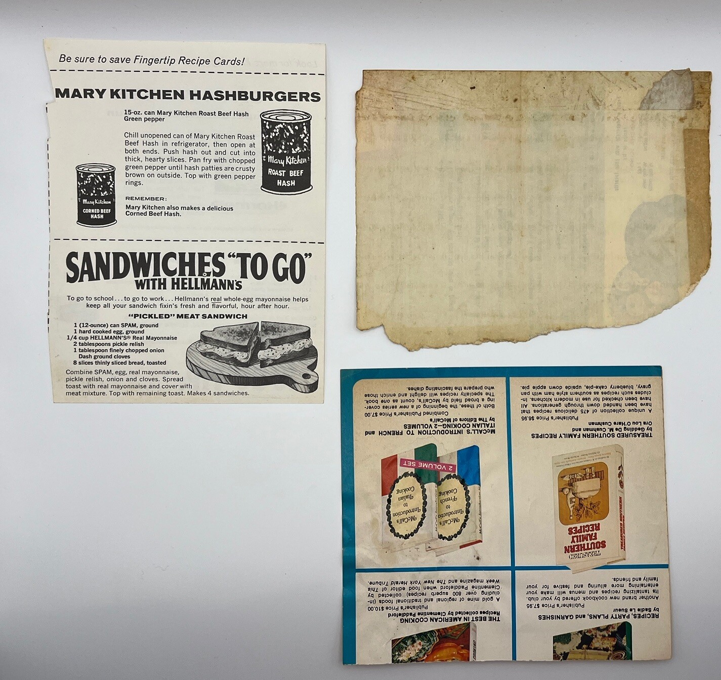 Vintage Lot of 9 Magazine Recipes Ephemera Print Ads 1940s to 1980s