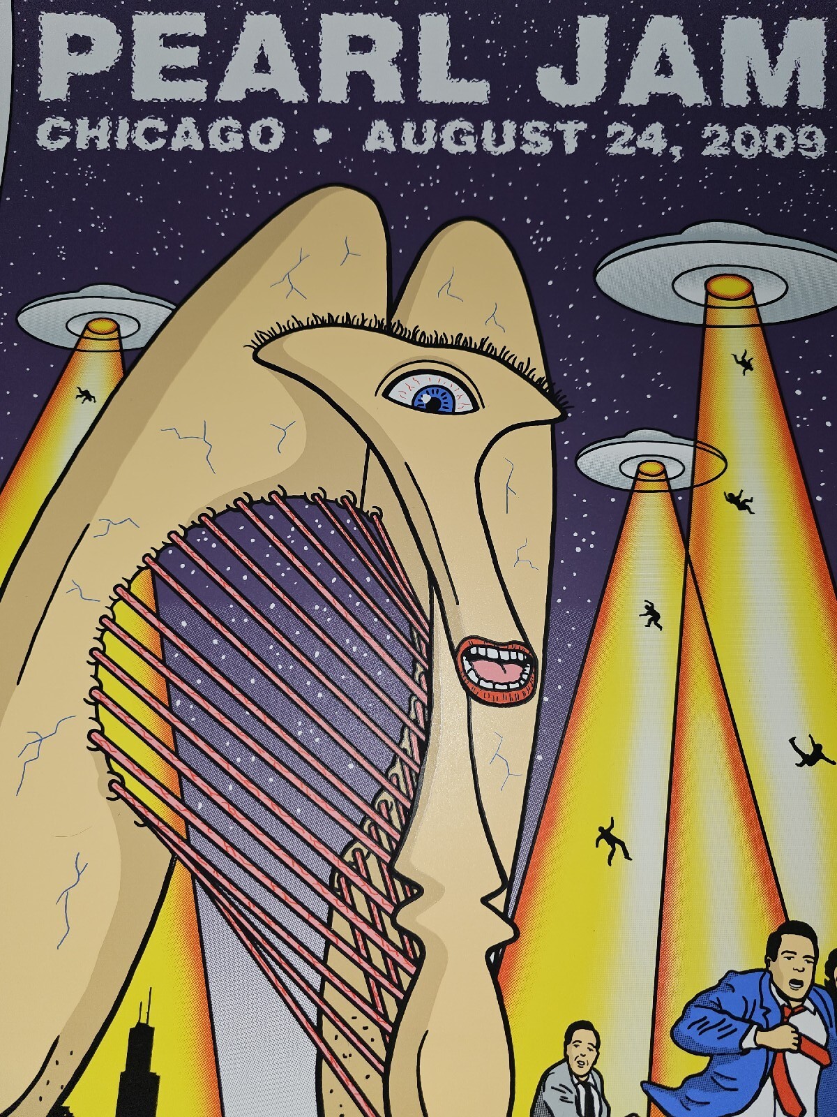 Pearl Jam Chicago, IL 2009 Official Concert Poster Tom Tomorrow Screen Print