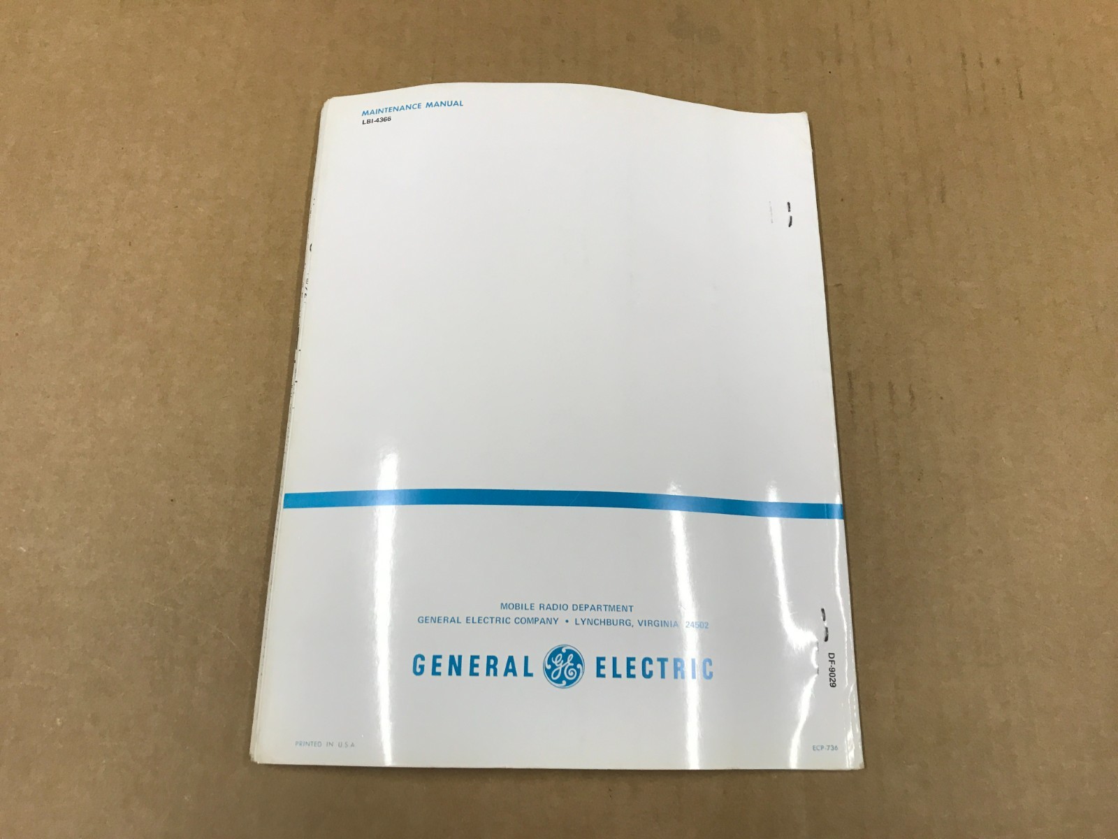 Vtg General Electric Mobile Radio Master Progress Line – Personal Series Manual
