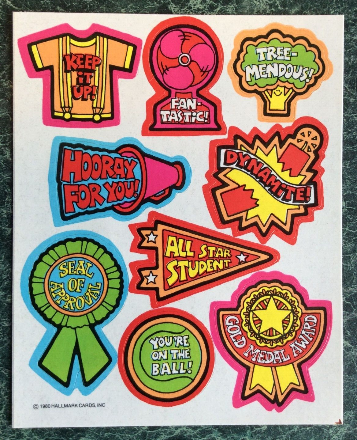 Vintage 1980’s Hallmark Sticker Sheet Cheer Sports Educational Seals Awards 80s