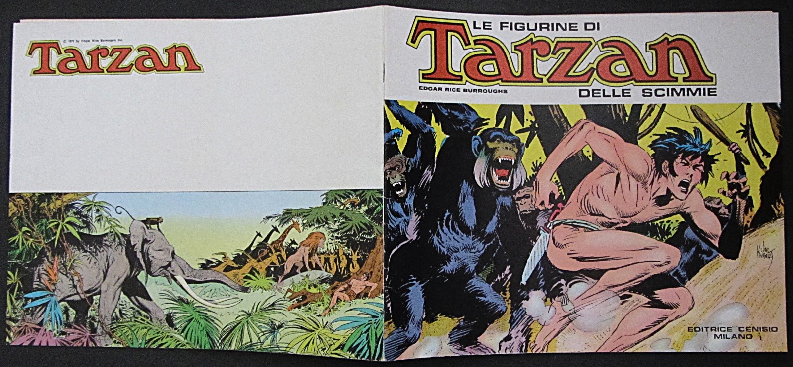 TARZAN OF THE APES~ITALIAN STICKER BOOK w/UNCUT SHEET OF 200 STICKERS~JOE KUBERT