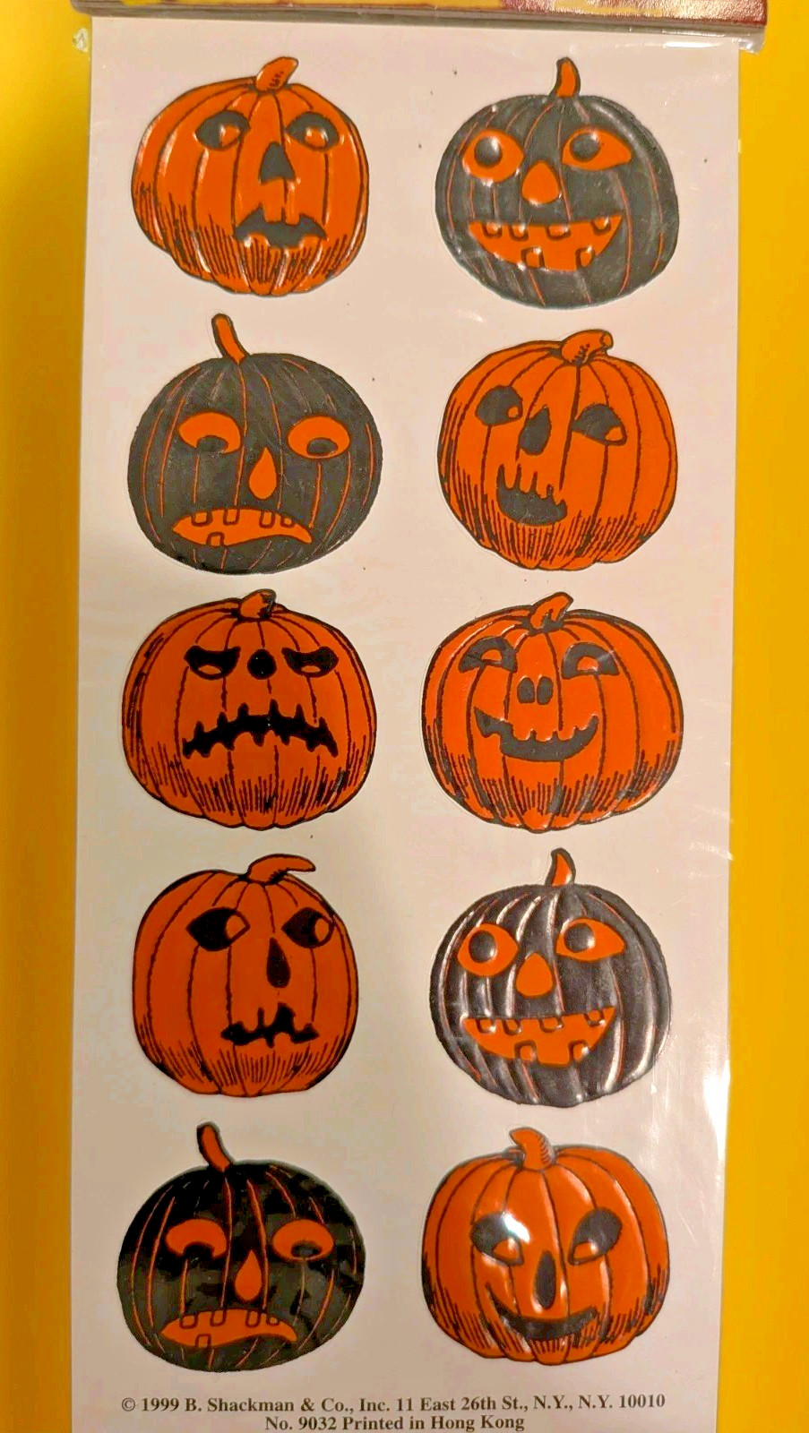 Vintage Halloween Stickers, Shackman & Co, Peel Off -Press On Unused  Retro 1999
