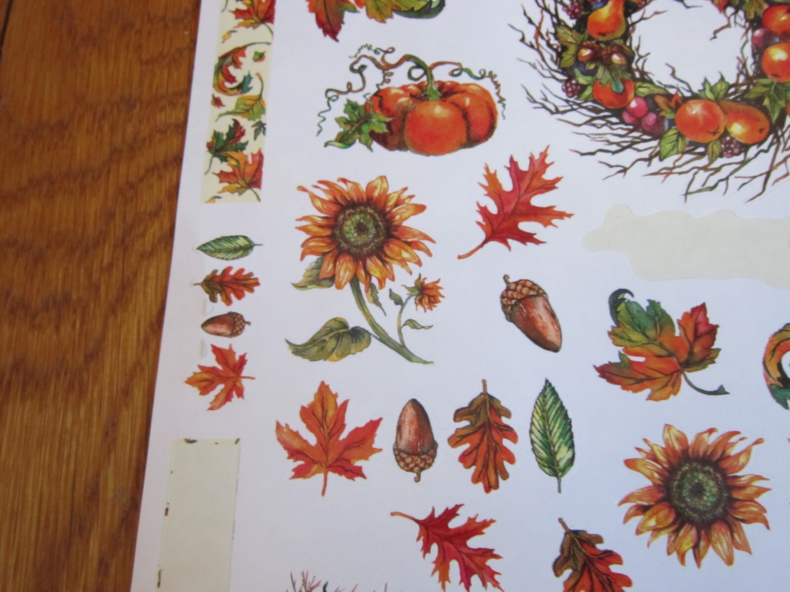 PSX Design Stickers Autumn Fall Color Leaves Acorns 2001 ONE SHEET PartiallyUsed
