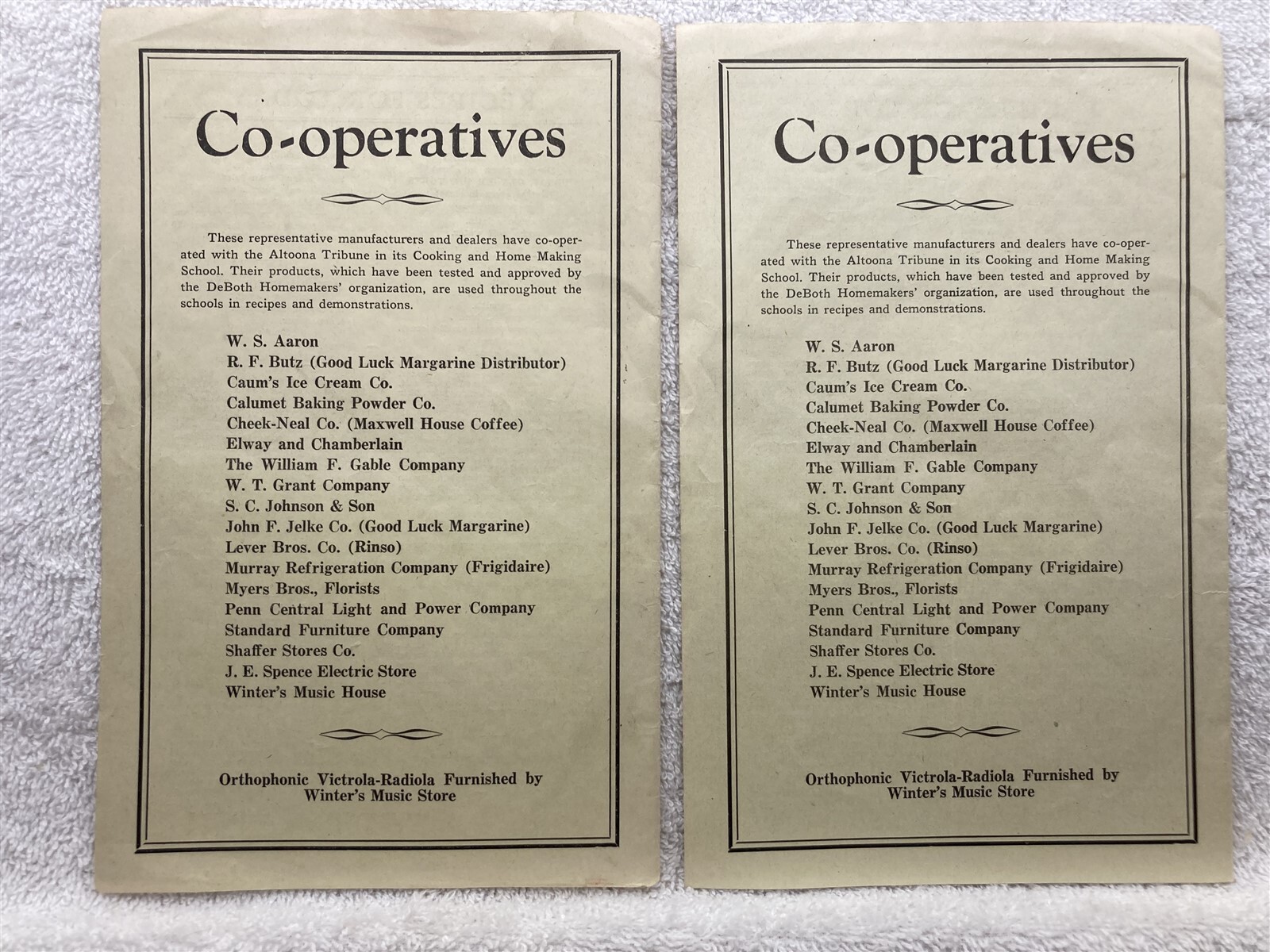 1923 1928 1934 Altoona Tribune Cooking School Jaffa Temple Altoona PA Programs
