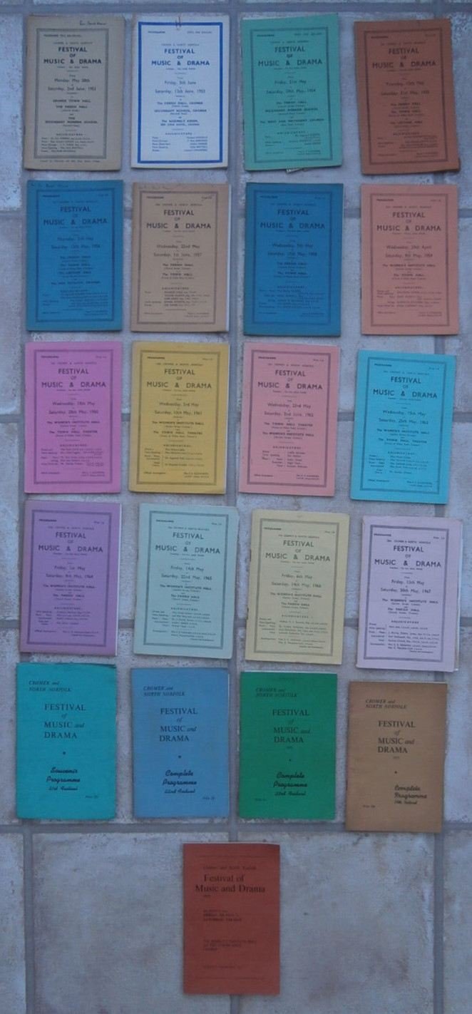 Cromer Festival Music & drama 21 programmes between 1951 – 1972 , plus ephemera