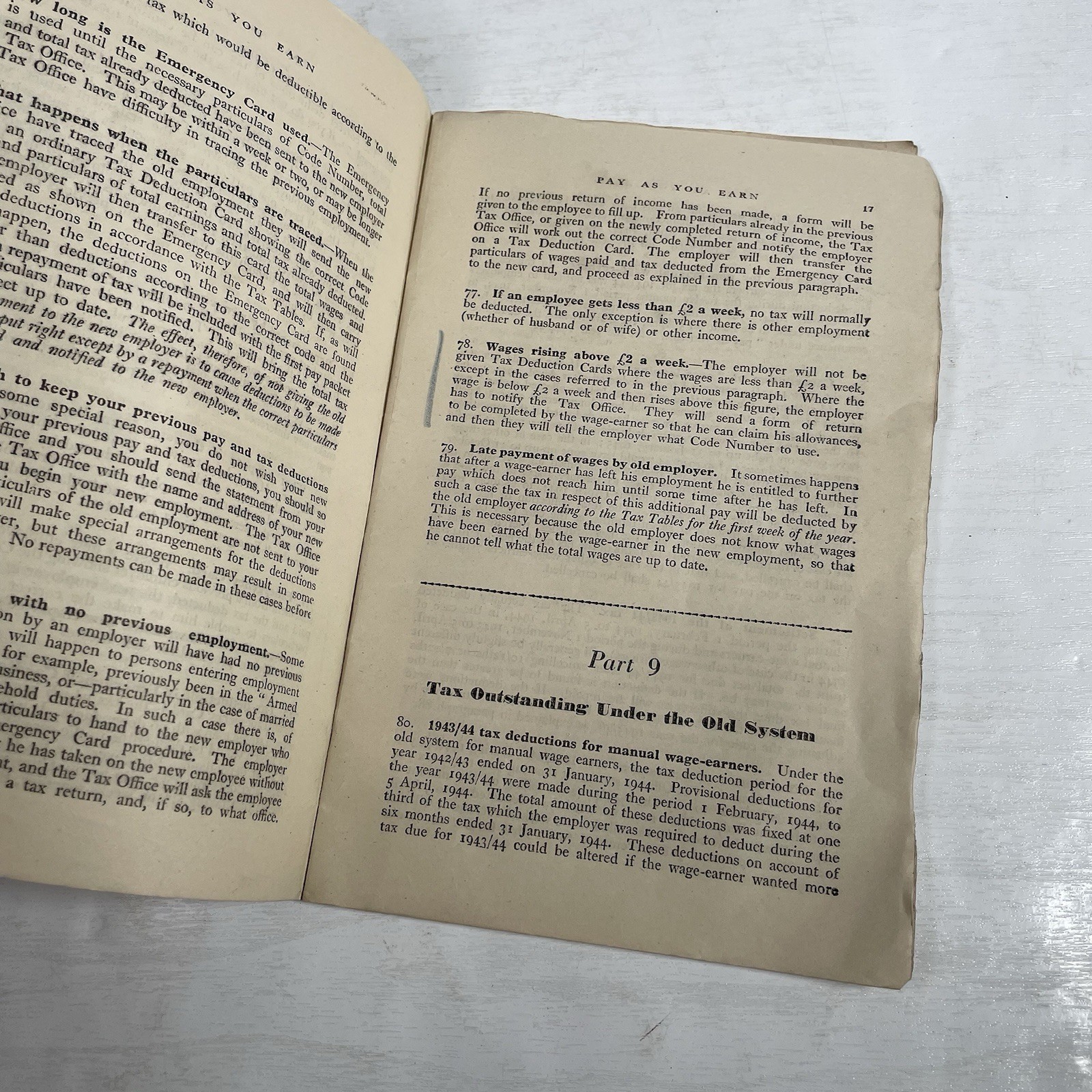 WW2 1944 Income Tax PAYE Guide Booklet For Deducting Tax