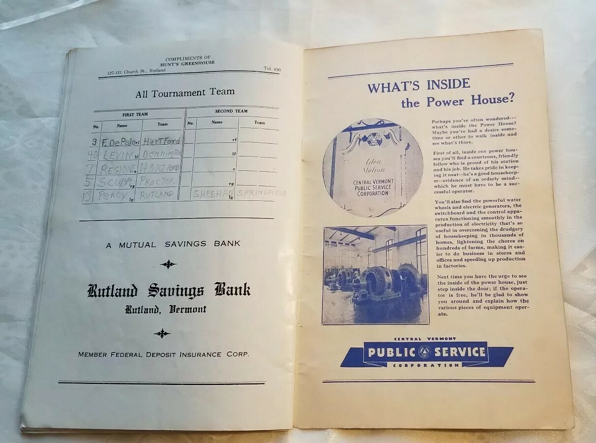 Vintage 1940 19th Annual Southern Vermont Championship Basketball Tournament