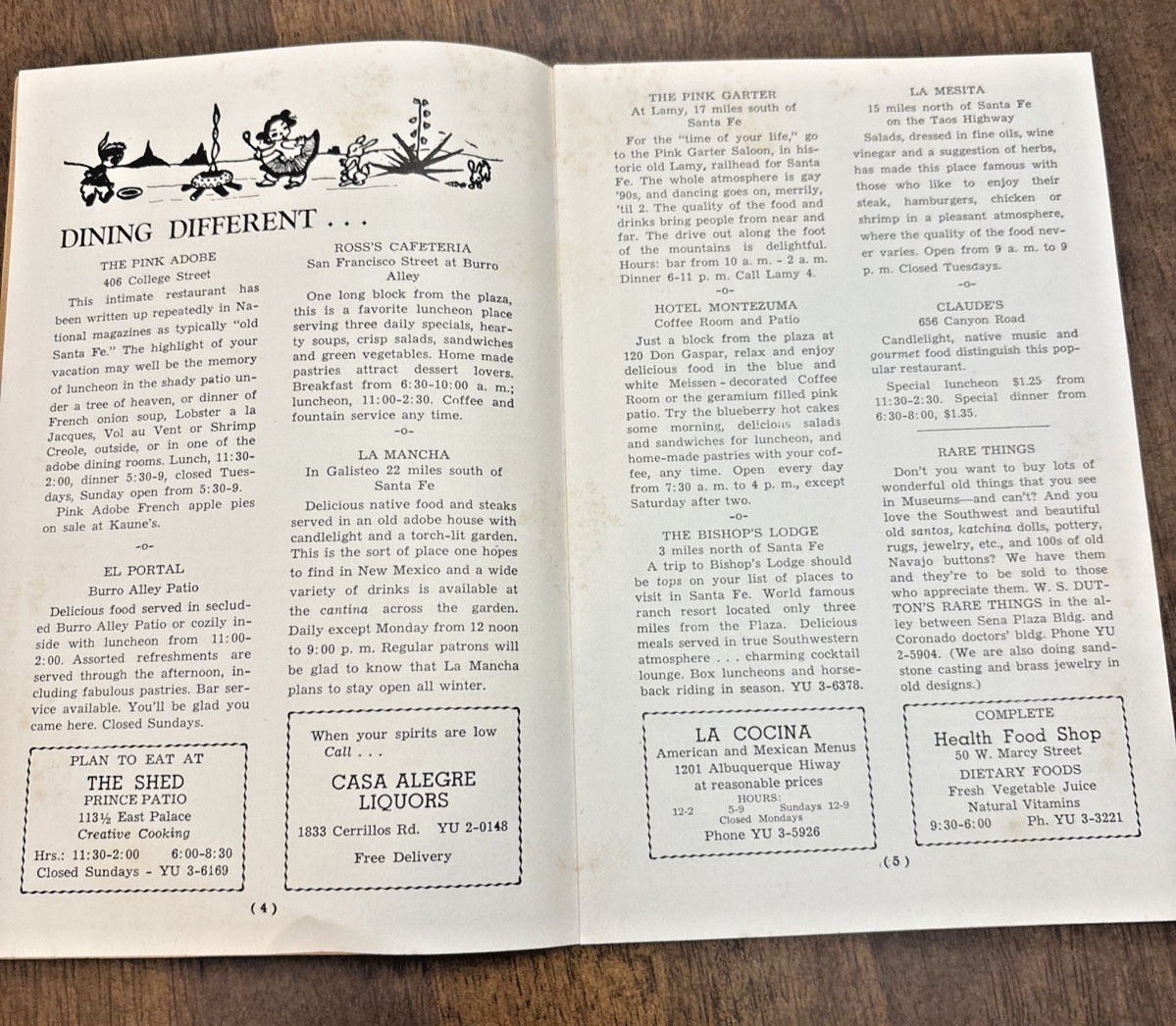 1960 La Turista Santa Fe, Taos & Northern New Mexico NM Tourist Guide 18 Pages