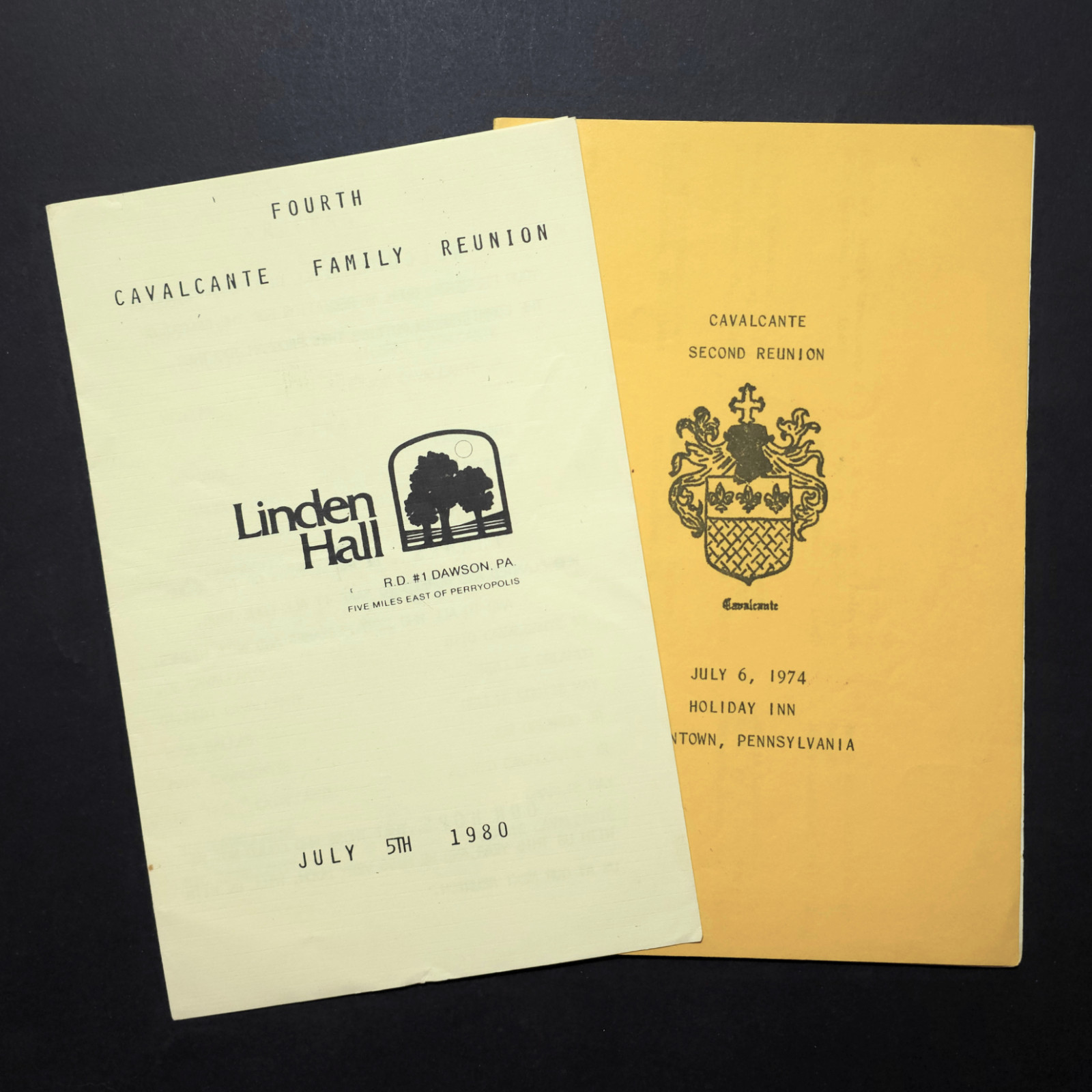 Cavalcante Family Reunion Programs 1974 1980 Uniontown Dawson PA Ephemera Lot