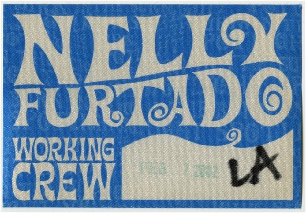Nelly Furtado 2002 concert tour issued Working Crew Backstage Pass