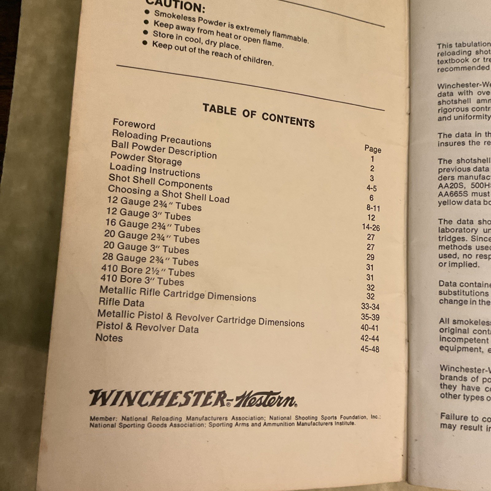 Vintage 1973 1st Edition WINCHESTER-Western Ball Powder Loading Data
