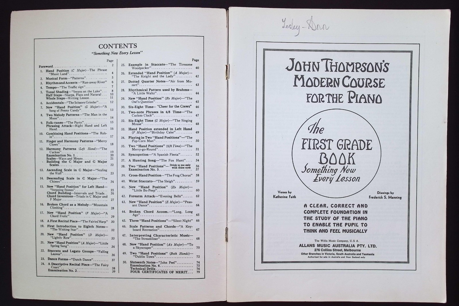 John Thompson’s Modern Course for the Piano : First Grade Book, Allans Music