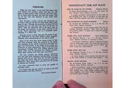 Samuel French 1938 Plays for 4-H Clubs One-Act Non-Royalty Catalog New York & LA