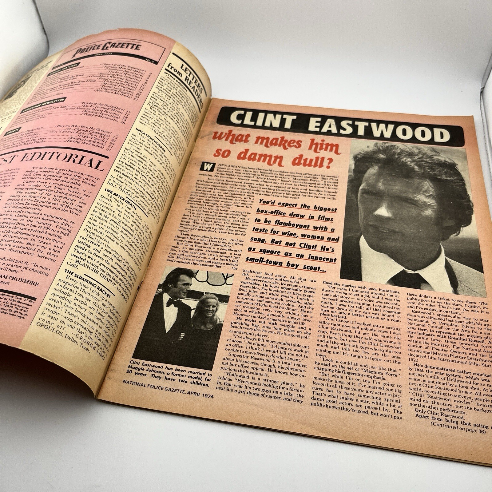 The National Police Gazette Magazine April 1974 Clint Eastwood Don Jordan