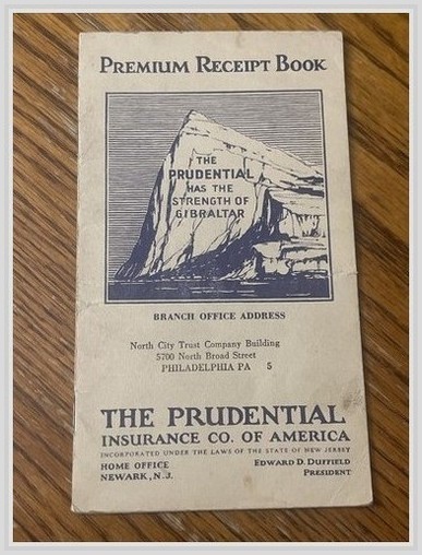 Prudential Insurance Premium Receipt Book 1933-36 Philly PA Paper Americana