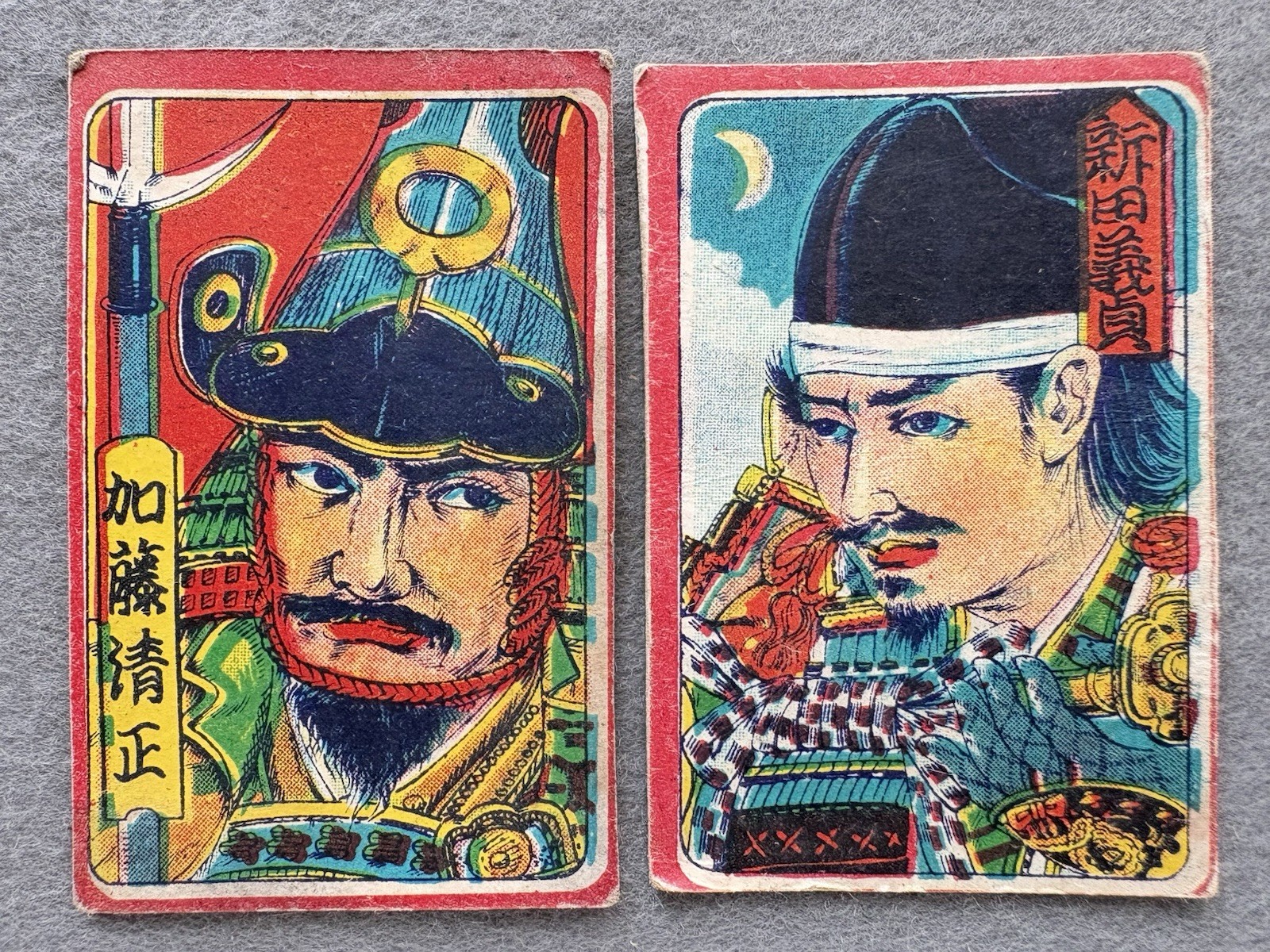 Vintage Menko Cards – Famous Japanese Samurai Warriors – Lot of 7