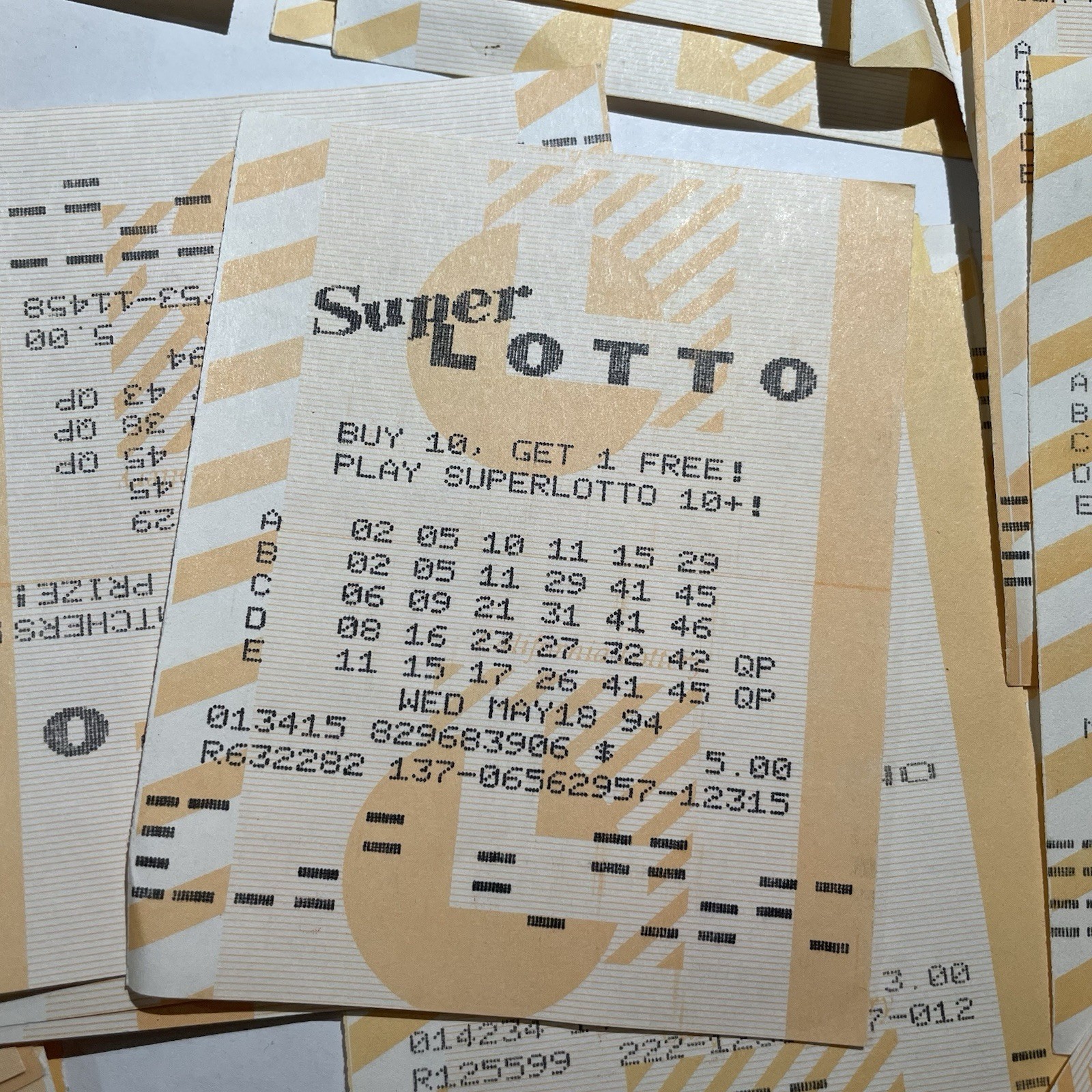125 Vintage CA Lottery Tickets 1990 1991 Lotto Ephemera Collection Powerball