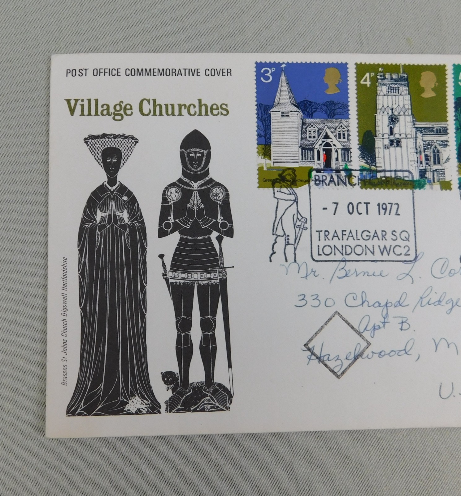 UK Commemorative First Day Cover 1972 FDC Village Churches Great Britain